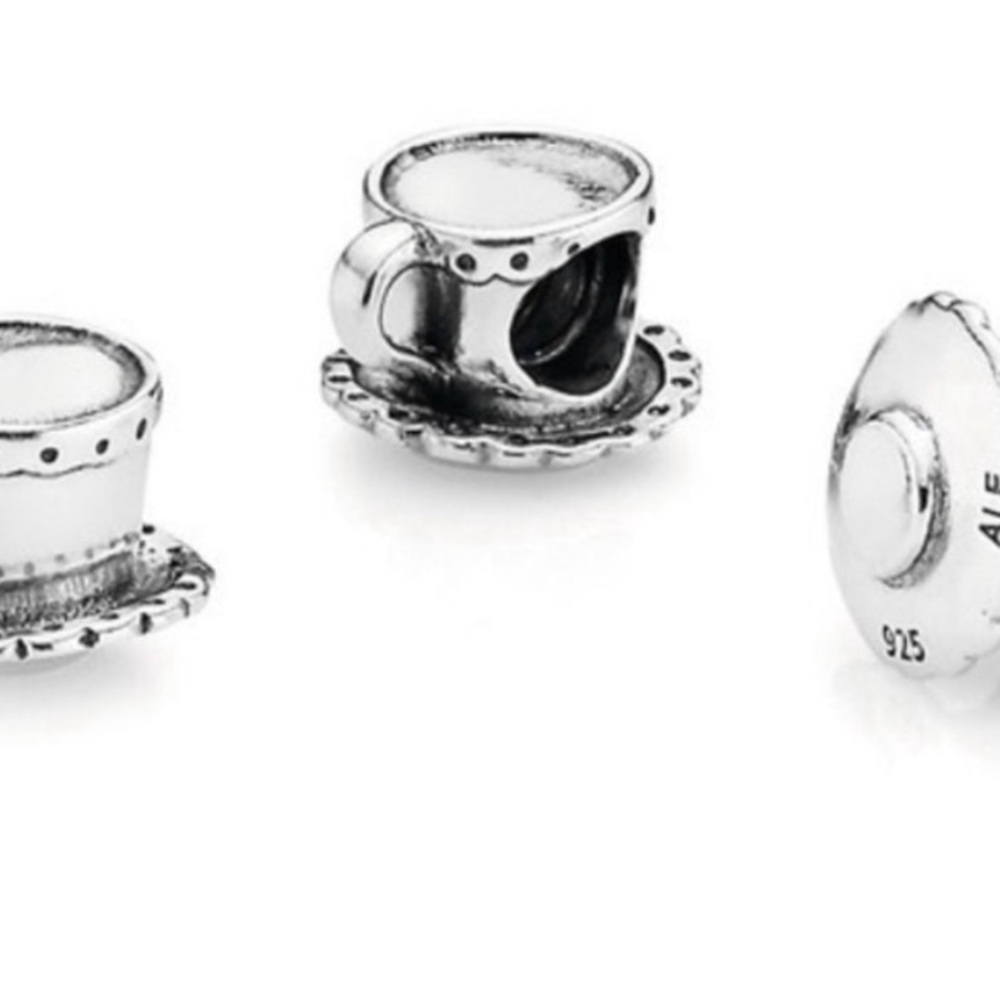 Pandora Retired Tea Cup and Saucer silver charm